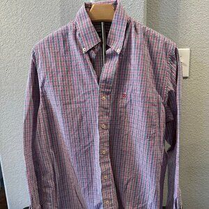 Mens IZOD Long Sleeve Button Down Sz S Shirt Plaid 100% Cotton EUC